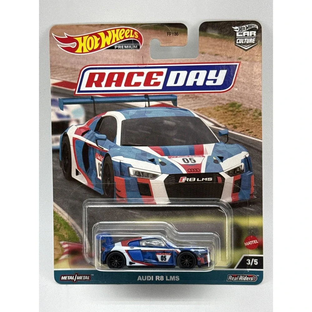 Hot Wheels Audi R8 LMS Race Day Diecast Car 1:64 Blue/White/Red Metal/Metal Real
